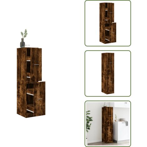 The Living Store Armadietto da Farmacia Rovere Fumo 30x41x144,5 cm in Truciolato - Credenza da farmacia