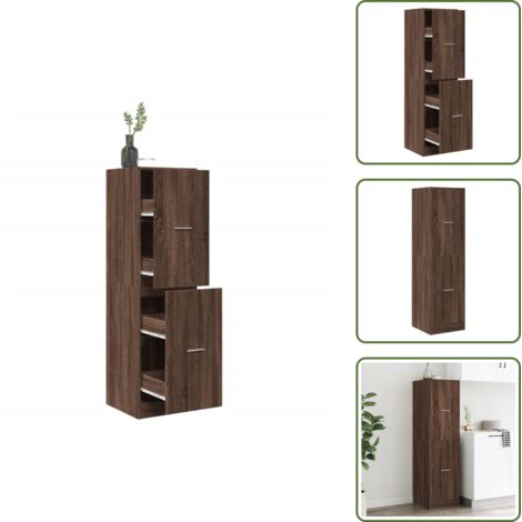 The Living Store Armadietto da Farmacia Rovere Marrone 40x41x144,5 cm Truciolato - Credenza da farmacia