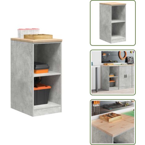 The Living Store Armadietto da Garage Grigio cemento 40x51x85 cm - Armadio da garage