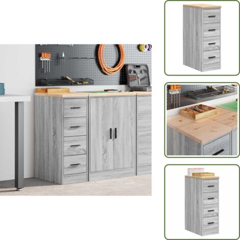 The Living Store Armadietto da Garage Grigio Sonoma 30x51x85 cm - Armadio per attrezzi
