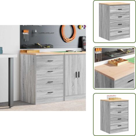 The Living Store Armadietto da Garage Grigio Sonoma 60x51x85 cm - Armadietto per attrezzi