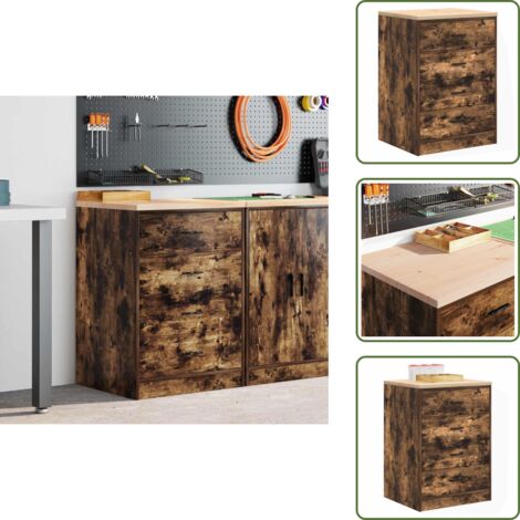 The Living Store Armadietto da Garage in Rovere Affumicato 60x51x85 cm - Armadio per attrezzi