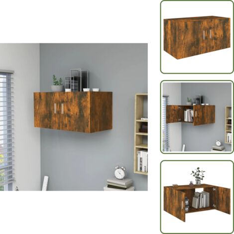The Living Store Armadietto da Parete Rovere Fumo 80x39x40 cm Legno Multistrato - Armadio a parete