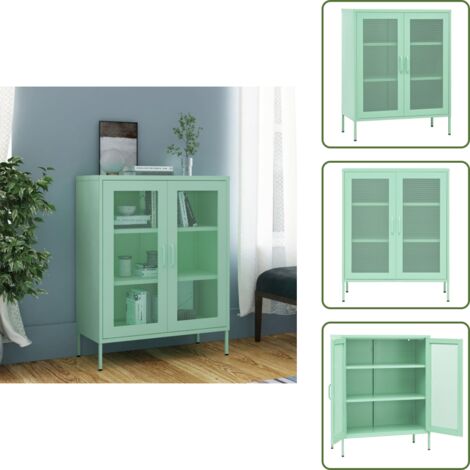 The Living Store Armadietto Menta 80x35x101,5 cm in Acciaio - Armadietto portaoggetti