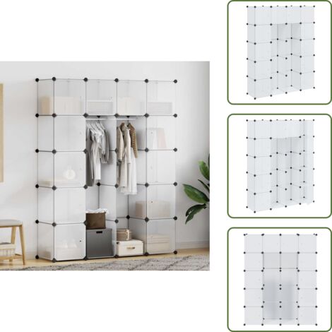 The Living Store Armadietto Modulare 14 Scomparti Bianco 37 x 146 x 180,5 cm - Armadio 14 scomparti