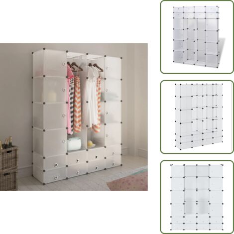 The Living Store Armadietto Modulare 18 Scomparti Bianco 37 x 146 x 180,5 cm - Armadio per bambini