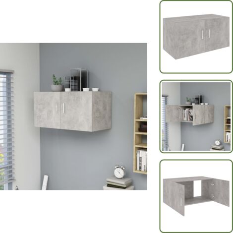 The Living Store Armadietto Parete Grigio Cemento 80x39x40 cm Legno Multistrato - Armadio in legno