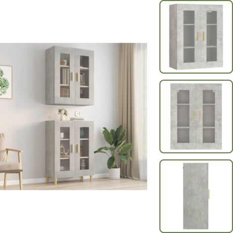 The Living Store Armadietto Pensile a Parete Grigio Cemento 69,5x34x90 cm - Armadio a parete