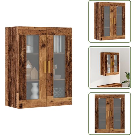 The Living Store Armadietto Pensile a Parete Legno Antico 69,5x34x90 cm - Armadio a parete