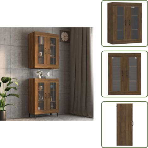 The Living Store Armadietto Pensile a Parete Rovere Marrone 69,5x34x90 cm - Armadio a parete