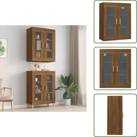 The Living Store Armadietto Pensile a Parete Rovere Marrone 69,5x34x90 cm - Armadio a parete