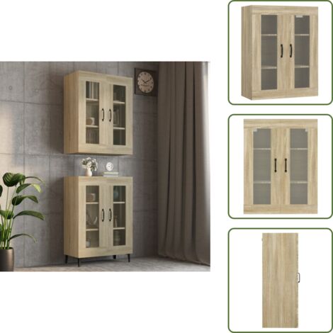 The Living Store Armadietto Pensile a Parete Rovere Sonoma 69,5x34x90 cm - Armadio a parete