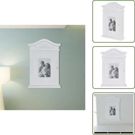 The Living Store Armadietto per Chiavi con Cornice Foto Bianco - Armadietto portachiavi