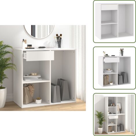 The Living Store Armadietto per Cosmetici Bianco 80x40x75cm in Legno Multistrato - Armadietto per oggetti