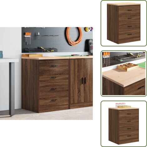 The Living Store Armadietto per Garage in Rovere Marrone 60x51x85 cm - Armadio da garage
