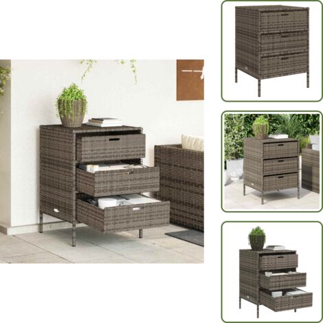 The Living Store Armadietto Portaoggetti Giardino Grigio 55x59x80cm Polyrattan - Armadietto portaoggetti