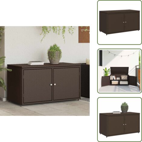 The Living Store Armadietto Portaoggetti Giardino Marrone 110x55x60,5 Polyrattan - Armadietto portaoggetti