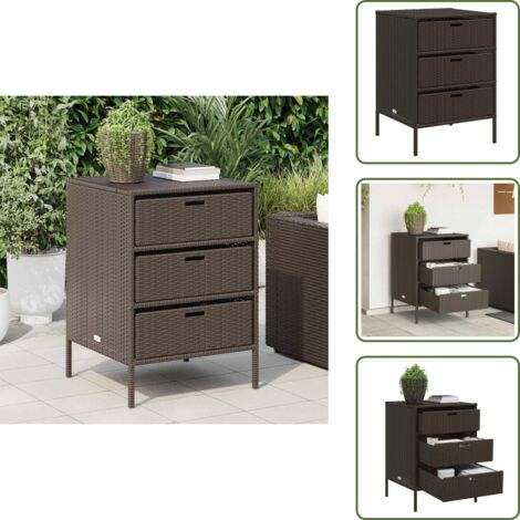 The Living Store Armadietto Portaoggetti Giardino Marrone 55x59x80cm Polyrattan - Armadietto portaoggetti