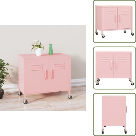 The Living Store Armadietto Rosa 60x35x56 cm in Acciaio - Armadio rosa