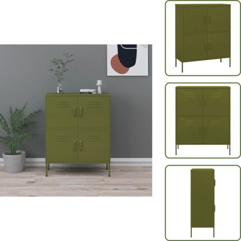 The Living Store Armadietto Verde Oliva 80x35x101,5 cm in Acciaio - Armadietto verde oliva