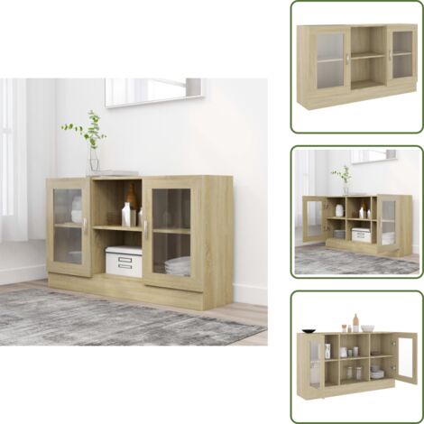 The Living Store Armadietto Vetrina Rovere Sonoma 120x30,5x70 cm Multistrato - Armadietto rovere