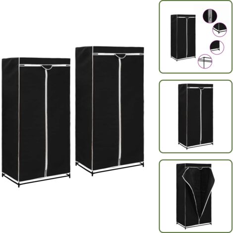 The Living Store Armadio 2 pz Nero 75x50x160 cm - Appendiabiti