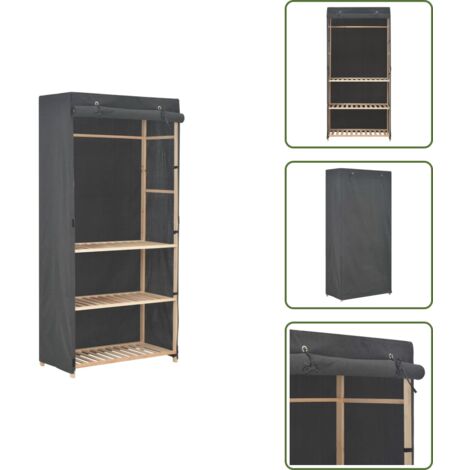 The Living Store Armadio a 3 Ripiani Grigio 79x40x170 cm in Tessuto - Armadio grigio