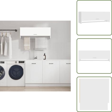 The Living Store Armadio Bianco 100x32,5x35 cm in Legno Multistrato - Armadio bianco