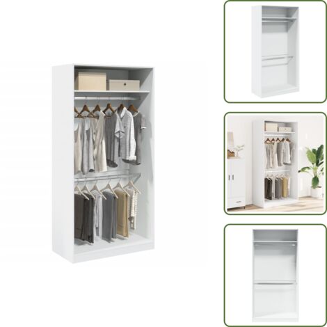 The Living Store Armadio Bianco 100x50x200 cm in Legno Multistrato - Armadio in truciolato