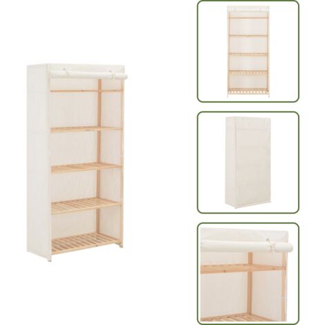 The Living Store Armadio Bianco 79x40x170 cm in Tessuto - Armadio per vestiti