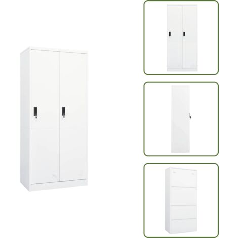 The Living Store Armadio Bianco 80x50x180 cm in Acciaio - Armadio bianco