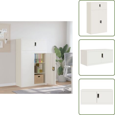 The Living Store Armadio Classificatore Bianco 90x40x145 cm in Acciaio - Armadio per ufficio