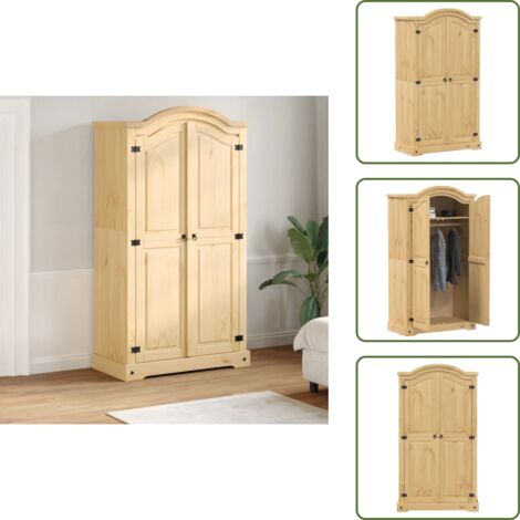 The Living Store Armadio Corona 102x52x186 cm in Legno Massello di Pino - Armadio per camera da letto