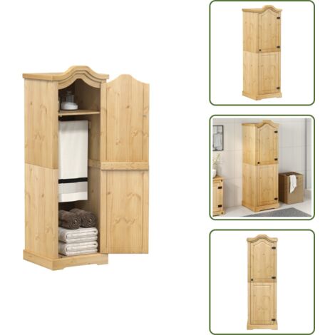 The Living Store Armadio Corona 55x52x170 cm in Legno Massello di Pino - Armadio per camera da letto