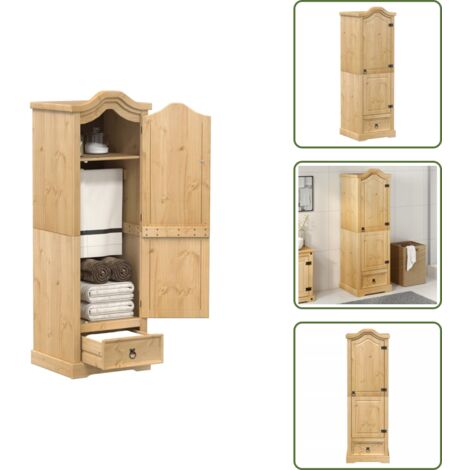 The Living Store Armadio Corona 55x52x170 cm in Legno Massello di Pino - Armadio per camera da letto