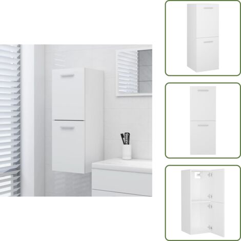 The Living Store Armadio da Bagno Bianco 30x30x80 cm in Legno Multistrato - Armadio in legno