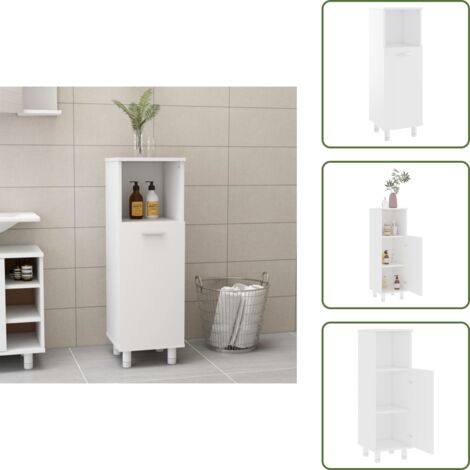 The Living Store Armadio da Bagno Bianco 30x30x95 cm in Legno Multistrato - Armadio in legno