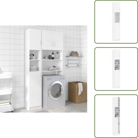 The Living Store Armadio da Bagno Bianco 32x25,5x190 cm in Legno Ingegnerizzato - Armadio in legno