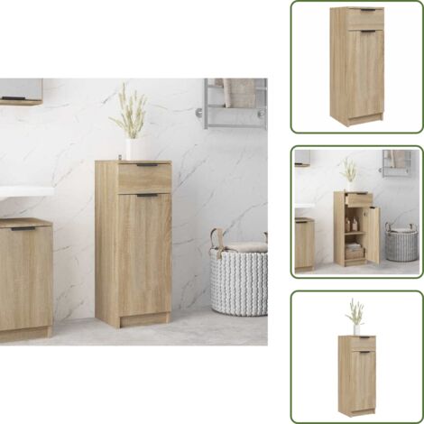 The Living Store Armadio da Bagno Rovere Sonoma 32x33,5x90 cm in Legno Multistrato - Armadio in legno