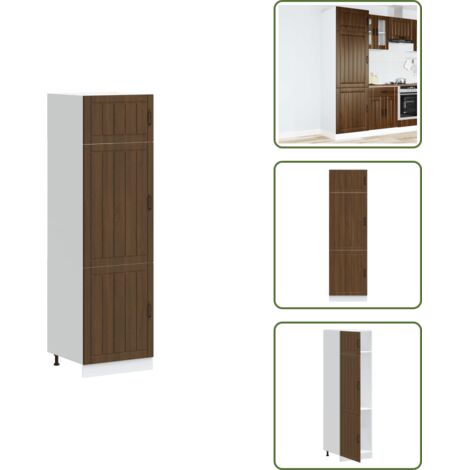 The Living Store Armadio da Cucina Lucca Rovere Marrone in Legno Multistrato - Armadio da cucina in legno