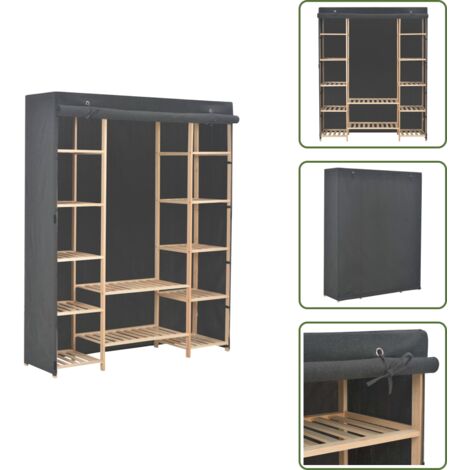 The Living Store Armadio Grigio 135x40x170 cm in Tessuto - Armadio grigio