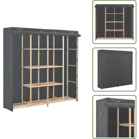 The Living Store Armadio Grigio 173x40x170 cm in Tessuto - Armadio in tessuto