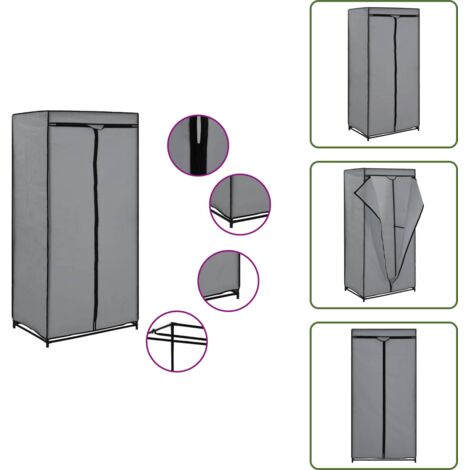 The Living Store Armadio Grigio 75x50x160 cm - Armadio con appendiabiti