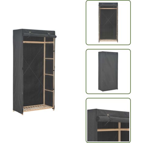 The Living Store Armadio Grigio 79x40x170 cm in Tessuto - Guardaroba in tessuto
