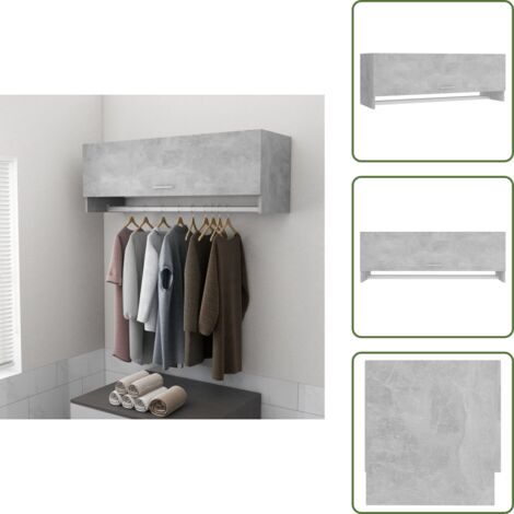 The Living Store Armadio Grigio Cemento 100x32,5x35 cm in Legno Multistrato - Armadio grigio cemento