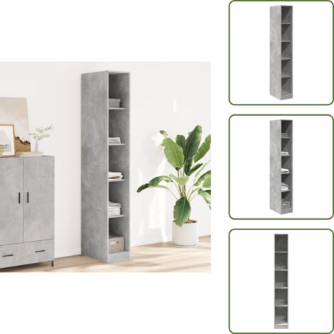 The Living Store Armadio Grigio Cemento 30x50x200 cm in Legno tecnico - Armadio grigio cemento