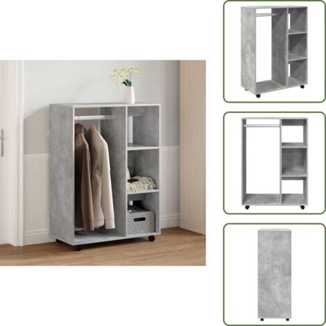 The Living Store Armadio Grigio Cemento 80x40x110 cm in Legno Multistrato - Armadio grigio cemento