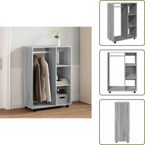The Living Store Armadio Grigio Sonoma 80x40x110 cm in Legno Multistrato - Armadio grigio