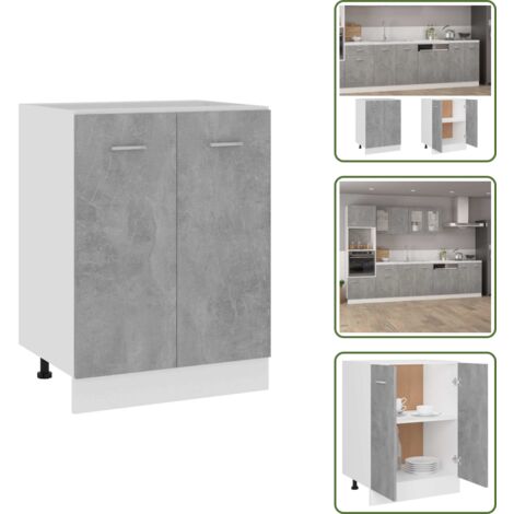 The Living Store Armadio Inferiore “Lyon” Grigio Cemento 60x46x81,5cm - Armadio cucina