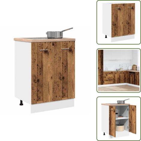 The Living Store Armadio Inferiore “Lyon” Legno Antico 60x46x81,5 cm - Armadio inferiore